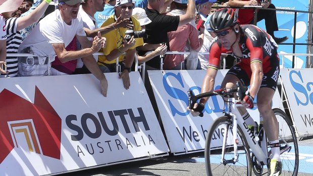 Veteran's farewell: Cadel Evans has moved into second overall in the Tour Down Under.
