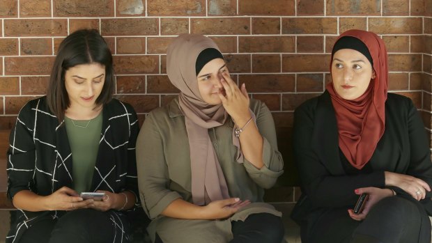 (From left to right)  Nour, Ola and Armani Haydar outside the NSW Supreme Court during the trial of their father Haydar Haydar.