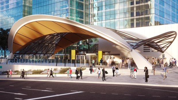 How the Norwest Station on Sydney's north-west line will look once the project is complete.