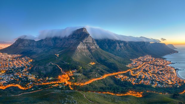 Table Mountain and the twelve Apostles, in Cape Town.