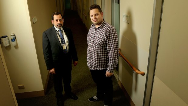 Neuro-oncologist Dr Lawrence Cher, with patient Thomas Scrivens, who has a  grade 4 brain tumour.