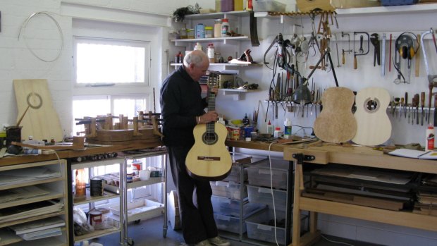 The range of instruments Ben Hall could create expanded after he made his first lute from drawings in 1966.