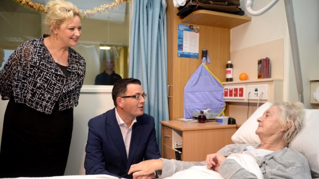 New Health Minister Jill Hennessey and Premier Daniel Andrews at Frankston Hospital. 