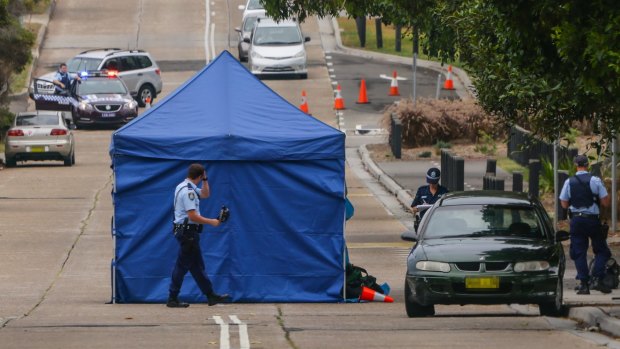 Police at the scene of a fatal crash between cyclist Nicholas Ruygrok and a car in Maroubra.