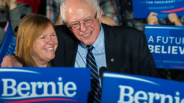 Not so lucky at coin tosses: Bernie Sanders with his wife Jane.