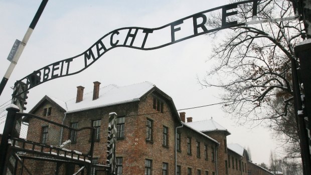 'Work Sets You Free': the main entrance to the former Nazi death camp Auschwitz Birkenau, in Oswiecim, southern Poland.