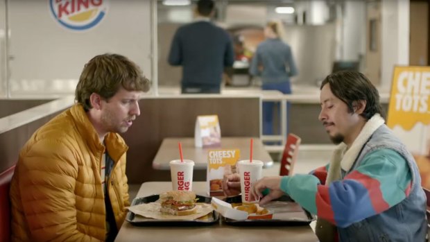 Jon Heder and Efren Ramirez as Napoleon and Pedro in the new ad for Burger King.
