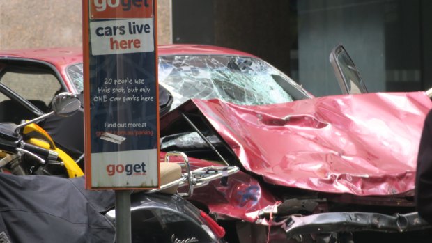 The car after the Bourke Street attack.