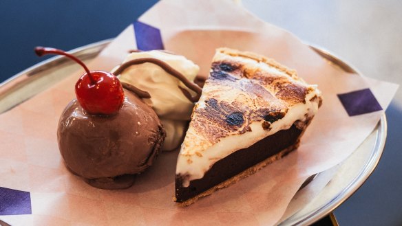 S'mores pie with chantilly cream and ice-cream, one of the daily-changing sweet pies.