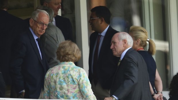 Former PM: John Howard (right)  looks on during day three of the second Ashes Test at Lord's.
