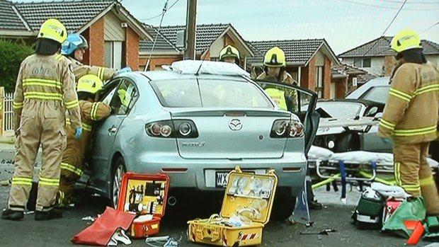 Emergency services attend the crash in Reservoir.