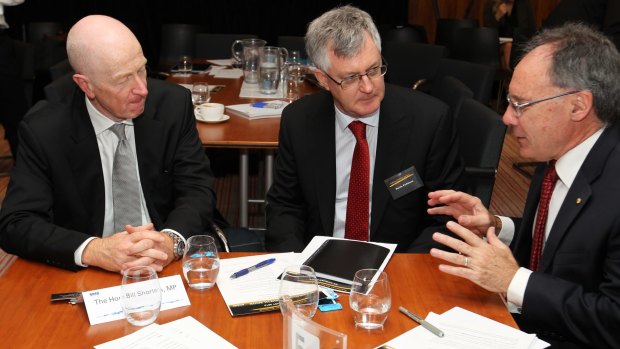 Reserve Bank of Australia governor Glenn Stevens, former Treasury secretary Martin Parkinson and Productivity Commission chairman Peter Harris at the National Reform Summit.