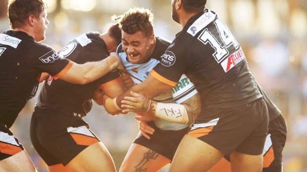 Centre of controversy: Andrew Fifita with his "FKL" bandage.