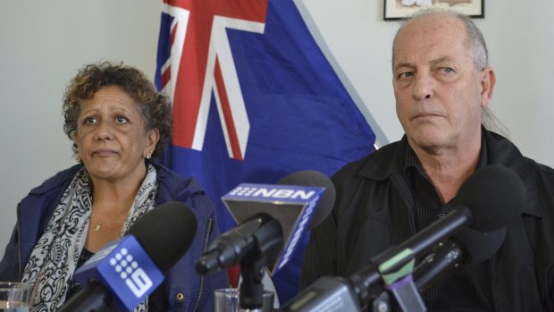 Carly McBride's parents Lorraine Williams and Steve McBride beg for help at a Muswellbrook press conference in June 2015. 