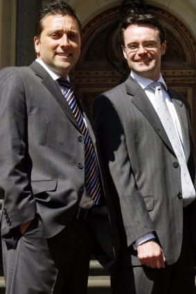 Matthew Guy, left, and Michael O'Brien are vying for the leadership of the Liberal Party after the Coalition's defeat in the Victorian election.