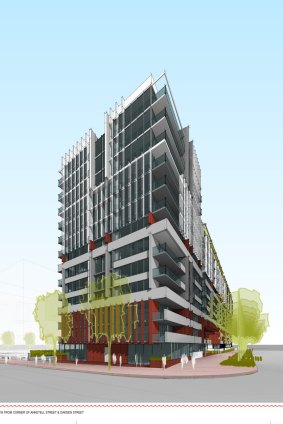 The 12-storey building will include more than 300 apartments, plus ground-floor commercial space.