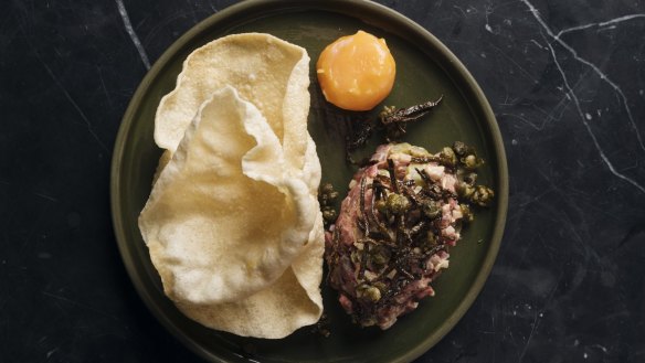 Wagyu tartare with fermented chilli and kombu.