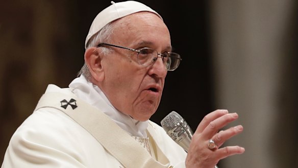 Pope Francis celebrates a mass for nuns and priests in St. Peter's Basilica at the Vatican.