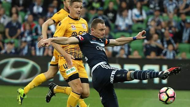 Victory's Besart Berisha kept Perth busy, but could not break the deadlock.