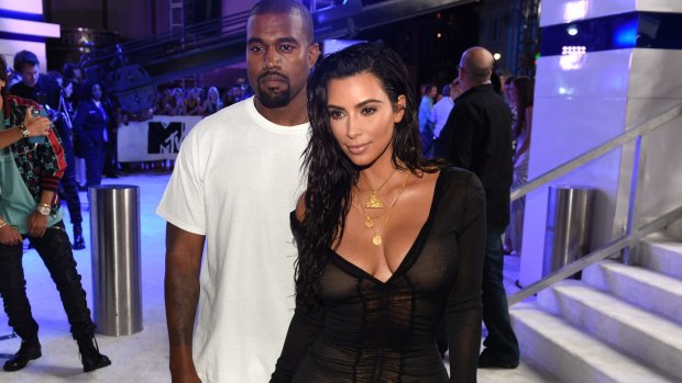 Kim Kardashian West in a sheer, wet look for the MTV Video Music Awards.