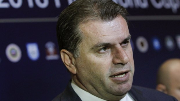 Frustrated: Ange Postecoglou was clearly made to toe the line. 
