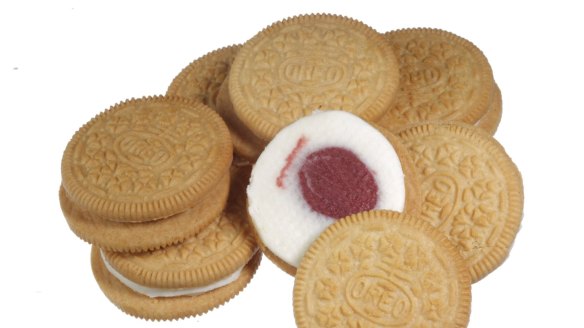 Jelly donut flavoured Oreo biscuits.