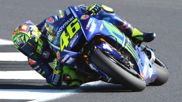 Italy's Valentino Rossi qualified third despite breaking his leg just three weeks ago.