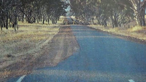 The Nhill-Harrow Road near Harrow in country Victoria where Ms Henderson and her friend hit gravel and smashed into a tree.