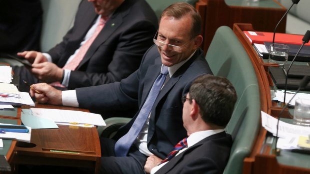 Former prime minister Tony Abbott and former defence minister Kevin Andrews during Question Time in Parliament on Tuesday.