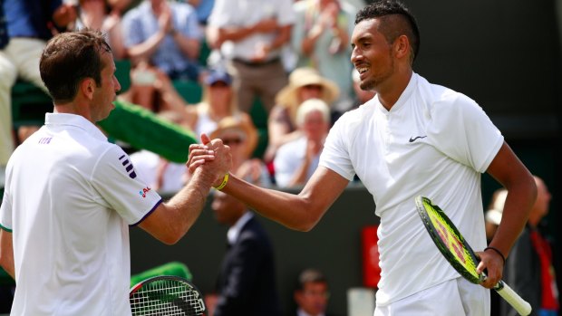 Nick Kyrgios has been fined for swearing during his winning match with Czech Radek Stepanek on Tuesday night.