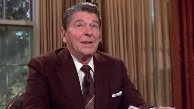 Then US president Ronald Reagan in the White House in 1985.