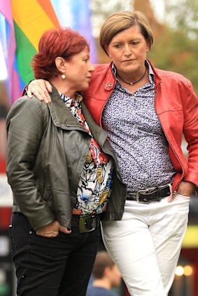 Prime Minister Tony Abbott's sister Christine Forster with her partner Virginia Edwards