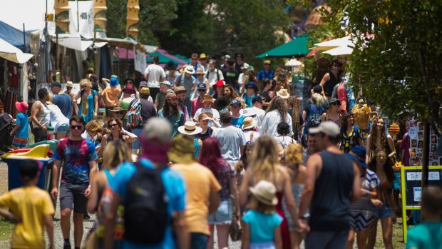 Crowds at the Woodford Folk Festival on the Sunshine Coast.