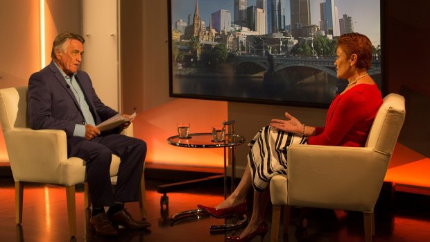 Barrie Cassidy interviews Pauline Hanson on the ABC's <I>Insiders.</I>.