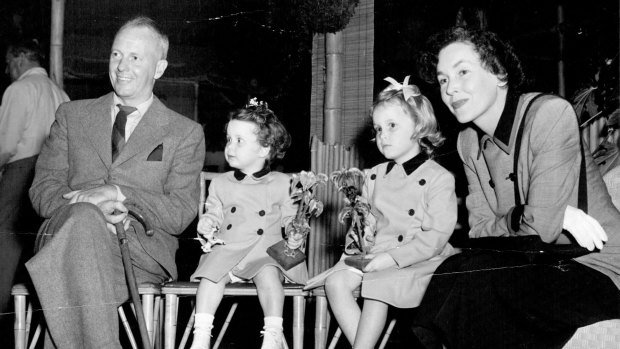 John Farrow and Maureen O'Sullivan with two of their daughters in 1953.