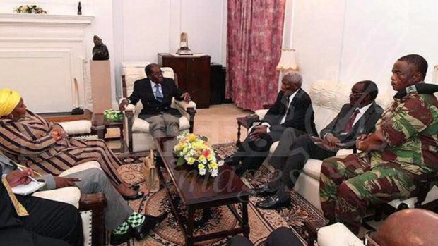 Robert Mugabe met with senior military officers and envoys from the Southern African Development Community at State House, his official residence in Harare.