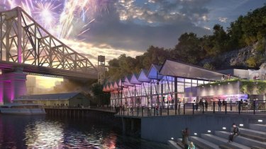 The proposed events hall at the Howard Smith Wharves.