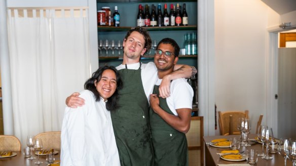 Chef and co-owner Nagesh Seethiah, venue manager Moira Tirtha and sous chef Jack Short.