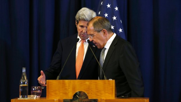 John Kerry, left, and Sergei Lavrov agree on a new Syrian deal.