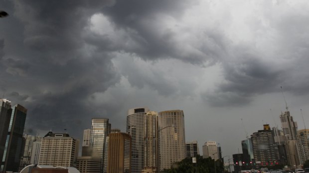 Storm clouds gather above the Sydney CBD.