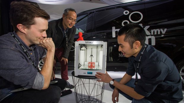 Protoworks' Kade Greenland, Hans Chang and Yow Chai with their On Demand 3D Printing Workshop.