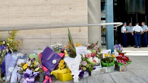 The Parramatta police headquarters pictured after the shooting of employee Curtis Cheng. 