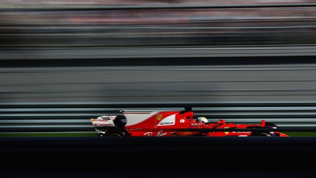 Prancing pony: Ferrari's Sebastian Vettel of Germany on track during qualifying for the Formula One Grand Prix of Russia.