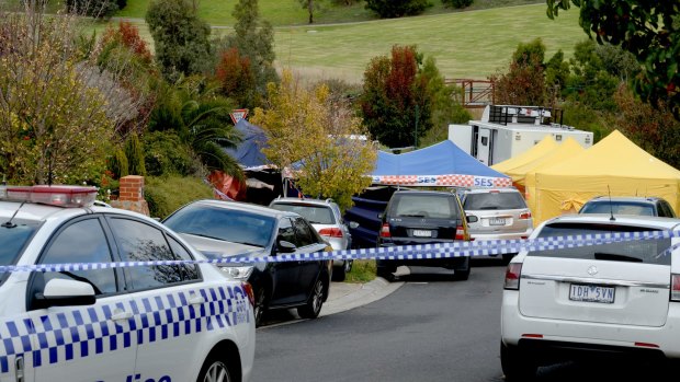 The scene outside the Melbourne home where a teenager has been arrested on terror charges. 