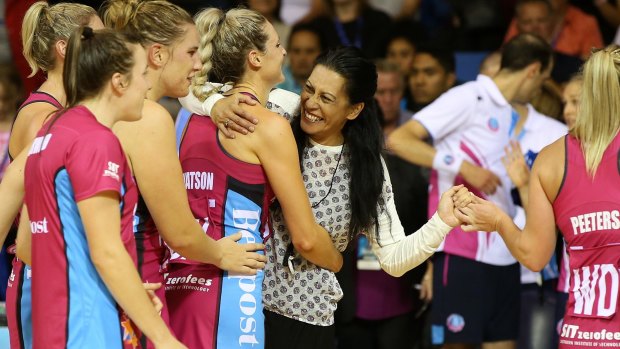 Upset win: Southern Steel coach Noeline Taurua reacts to her team's triumph.