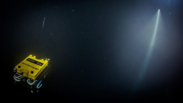 A remotely-operate underwater robot, or ROV, searches the Hranicka Propast, or Hranice Abyss, cave's bottom, which it did not find on Tuesday.