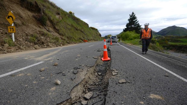 Large cracks on Highway 7 following the earthquake on November 14.