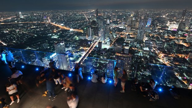 Panoramic views from the 78th floor of the King Power Mahanakhon building.
