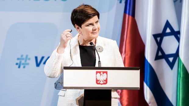 Beata Szydlo, Poland's prime minister at a news conference in Budapest, Hungary, on Wednesday, July 19.