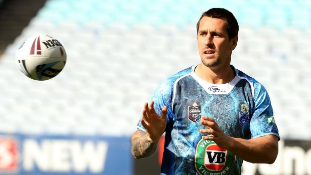 Mitchell Pearce at training ahead of the first State of Origin match.